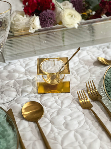 Square Honey Dish with Gold Mirror Design