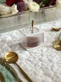 Wavy Lucite Square Honey Dish with Gold Spoon