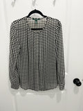 Y2K  Lauren by Ralph Lauren Non-Iron Shirt Size Medium  White Black Houndstooth