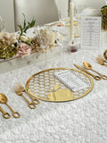 Lucite & Gold Laser Cut Honeycomb Design Charger SET OF 4