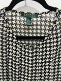 Y2K  Lauren by Ralph Lauren Non-Iron Shirt Size Medium  White Black Houndstooth