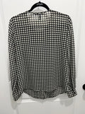 Y2K  Lauren by Ralph Lauren Non-Iron Shirt Size Medium  White Black Houndstooth