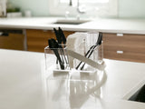 Lucite Utensils Caddy with Leatherette Handle