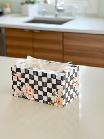 Checkered Black spring Tissue Box