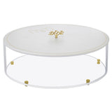 Lucite Matza Box with White Leatherette Cover and Knot Handle