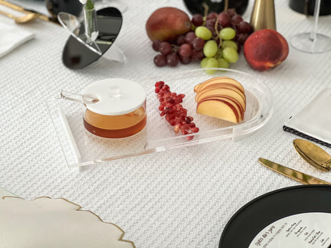 Lucite Honey Dish with Simanim Tray