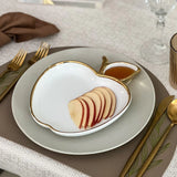Ceramic Apple Shaped Dish with Gold Trim