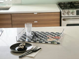 Painted Black Checkered Lucite Tray